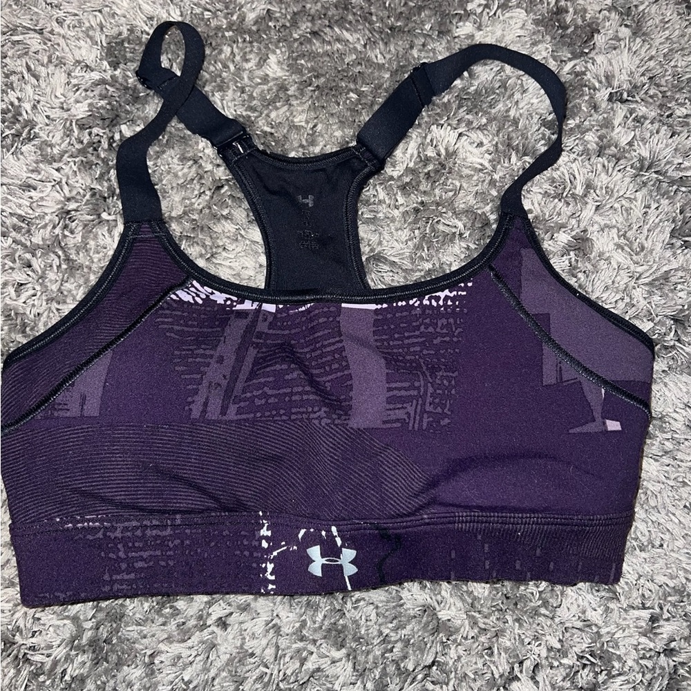 Under Armour | Purple and Black Abstract Design Sports Bra | Small